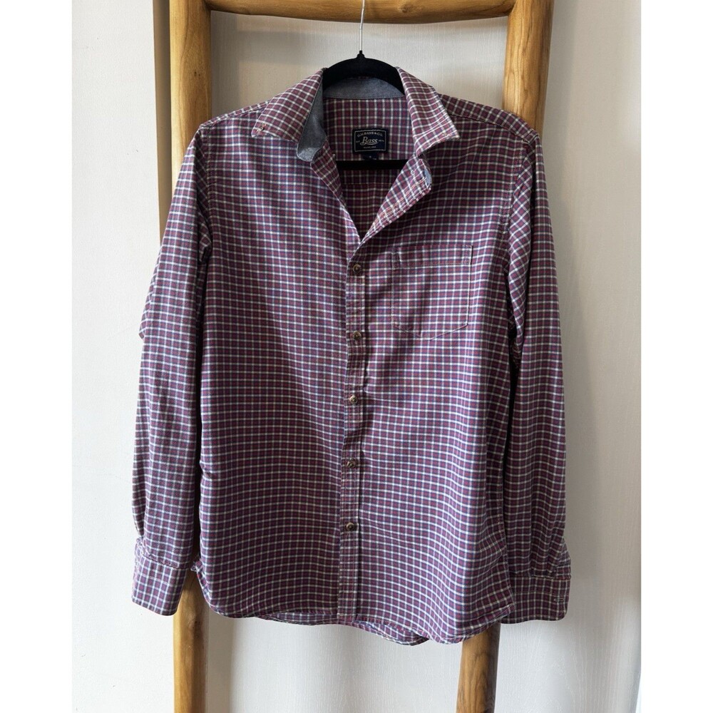 G.H. Bass & Co. Men’s S Red Blue Beige Check Cotton Long Sleeve Pocket Shirt